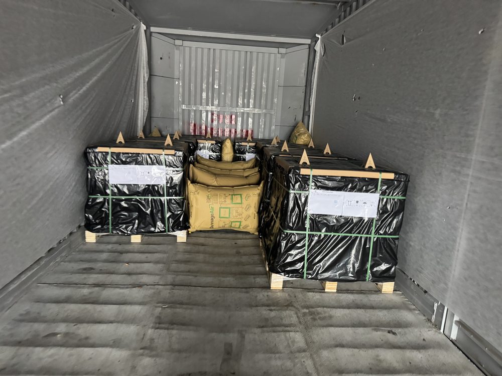 Hazardous goods packed and secured inside a container for export